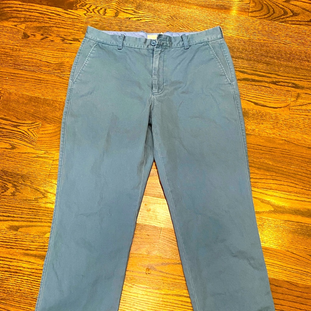 J. CREW mens light blue casual chino pants 33 x 30 work 100% cotton EUC